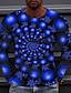 お買い得  メンズ3DＴシャツ-男性用 Tシャツ 3Dプリント グラフィック 円形 ラウンドネック カジュアル 日常 3Dプリント 長袖 トップの カジュアル ファッション デザイナー 快適 ブルー ルビーレッド イエロー