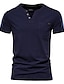 abordables Camisetas casuales de hombre-Hombre Camiseta Henley Shirt Escote en Pico Esencial Manga Corta Bleu Ciel Azul marinero Azul vaquero Verde Trébol Blanco Negro Escote en Pico ropa Algodón Esencial