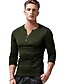 cheap Men-Men&#039;s T shirt Tee Solid Color V Neck Casual Daily Long Sleeve Button-Down Tops Simple Basic Casual Black Army Green Navy Blue / Micro-elastic