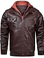 cheap Men’s Jackets &amp; Coats-Men&#039;s Faux Leather Jacket Daily Regular Coat Hooded Regular Fit Jacket Long Sleeve Color Block Gray Black Brown