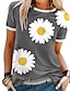 cheap Women&#039;s T-shirts-Women&#039;s T shirt Tee Designer Summer Short Sleeve Floral Flower Sunflower Daisy 3D Print Round Neck Daily Clothing Clothes Designer Green Blue Gray