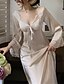 cheap Women&#039;s Sleep &amp; Lounge-Women&#039;s 1 pc Pajamas Nightgown Satin Simple Ultra Slim Pure Color Satin Home Daily Bed V Wire Breathable Gift Long Sleeve Lace Basic Fall Spring Chest pads White Black