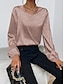 cheap Women&#039;s Blouses &amp; Shirts-Women&#039;s Shirt Blouse Black Pink Beige Leopard Sparkly Print Long Sleeve Daily Weekend Streetwear Casual Shirt Collar Regular Lantern Sleeve S