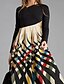 abordables Maxi Dresses-Women&#039;s Shift Dress Maxi long Dress Rainbow Long Sleeve Striped Color Block Print Fall Winter Round Neck Personalized Casual Vintage 2022 M L XL XXL 3XL