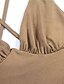 Χαμηλού Κόστους Σέξι Φορέματα-Γυναικεία Φόρεμα σε ευθεία γραμμή Φόρεμα με λεπτή τιράντα Μίνι φόρεμα Λευκό Κρασί Καφέ Αμάνικο Μονόχρωμες Εξώπλατο Άνοιξη Καλοκαίρι Λαιμόκοψη V Στυλάτο 2022 XS Τ M L