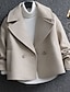 cheap Women&#039;s Coats &amp; Trench Coats-Women&#039;s Wool Blend Coat Witer Double Breasted Lapel Pea Coat Fall Crop Over Coat Windproof  Warm Jacket Long Sleeve Solid Color Black Beige