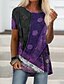 billiga T-shirts för damer-Dam T-shirtklänning Tunika T-shirt Blå Purpur Vin Grafisk Geometrisk Mönster Kortärmad Ledigt Helgen Grundläggande Boho Rund hals Lång S