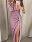 cheap Cocktail Dresses-Sheath / Column Cocktail Dresses Party Dress Party Wear Prom Ankle Length Half Sleeve Off Shoulder Fall Wedding Guest Jersey with Ruched Slit 2024