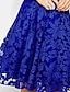 cheap Romantic Lace Dresses-Women&#039;s A Line Dress Mini Dress Blue Black Red Short Sleeve Solid Color Pure Color Embroidered Lace Spring Summer Round Neck Elegant Romantic Vintage Party Slim 2023 S M L XL XXL XXXL 4XL 5XL