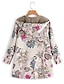 billige sherpa jakker-Dame Vinterjakke Fleece jakke Sherpa jakke Teddyfrakke Daglig I-byen-tøj Efterår Vinter Normal Frakke V-hals Løstsiddende Hold Varm Retrorød Afslappet Jakker Langærmet Træer / blade Lomme Hvidt