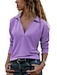 cheap Women&#039;s Clothing-Women&#039;s T shirt Basic Modern Plain V Neck Spring &amp;  Fall Standard Blue Purple Green Beige