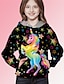cheap Girl&#039;s 3D Hoodies&amp;Sweatshirts-Kids Girls&#039; Hoodie Long Sleeve Black 3D Print Unicorn Animal Pocket Daily Indoor Outdoor Active Fashion Daily Sports 3-12 Years