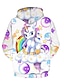 voordelige 3D hoodies en sweatshirts voor meisjes-Kinderen Voor meisjes Trui met capuchon Lange mouw Wit 3D-afdrukken Eenhoorn dier Zak Dagelijks Voor Binnen Buiten Actief Modieus Dagelijks Sport 2-12 jaar