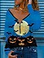 cheap Women&#039;s T-shirts-Women&#039;s Halloween Weekend Abstract Painting T shirt Tee Text Pumpkin Long Sleeve Print V Neck Basic Halloween Tops Black Blue Purple S / 3D Print
