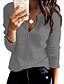お買い得  レディース ブラウス＆シャツ-Women&#039;s Blouse Shirt Plain Solid Colored V Neck Streetwear Tops Wine Black Gray