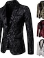 cheap Men&#039;s Outerwear-Men&#039;s Blazer Sport Jacket Sport Coat Street Business Work Thermal Warm Breathable Peaked Lapel Single Breasted One-button Streetwear Elegant Jacket Outerwear Floral Pocket Jacquard Gold Red White