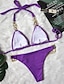 ieftine Seturi de bikini-Pentru femei Normal Costume de Baie Bikini 2 bucăți Costum de baie Strălucire Culoare solidă Plonja Vacanță Modă Costume de baie