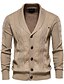 cheap Men&#039;s Cardigan Sweater-Men&#039;s Sweater Cardigan Knit Knitted Solid Color Crew Neck Fall Winter Black Gray M L XL / Long Sleeve