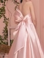 preiswerte Ballkleid-A-Linie Ballkleider Elegant Kleid kleid hochzeitsgast Verlobung Boden-Länge Ärmellos Trägerlos Satin mit Plissee 2024