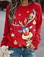 cheap Women&#039;s Hoodies &amp; Sweatshirts-Women&#039;s Sweatshirt Pullover Reindeer Elk Rudolph Print Casual Sports 3D Print Active Streetwear Hoodies Sweatshirts  Black Green Red