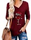 baratos T-Shirts de mulher-Camisa de Natal Mulheres Camiseta Camiseta Borgonha Coração dandelion Copo de vinho Exército verde Preto Vinho Imprimir Manga Longa Natal Casual Diário Básico Natal Decote V Outono &amp; inverno