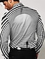 저렴한 남자의 3d 셔츠-남성용 셔츠 3D 인쇄 3D 인쇄 칼라 거리 캐쥬얼 3D 인쇄 버튼 다운 긴 소매 탑스 패션 클래식 통기성 편안함 블랙 / 스포츠