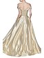 cheap Prom Dresses-A-Line Prom Dresses Sparkle Dress Engagement Prom Floor Length Short Sleeve Off Shoulder Sequined with Sleek Draping 2024