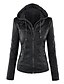 cheap Women&#039;s Jackets-Women&#039;s Jacket Faux Leather Jacket Short Pocket Coat Black Brown Beige Active Street Fall Hoodie Regular Fit S M L XL XXL 3XL / Daily / Warm / Solid Color
