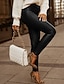 cheap Leggings-Women&#039;s Fashion Hip-Hop Shiny Metallic Leggings Full Length Pants Micro-elastic Casual Weekend PU Plain Mid Waist Comfort Slim Black Wine Khaki S M L XL