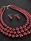 preiswerte Halsketten &amp; Anhänger-Damen Halsketten Schick &amp; Modern Party Einfarbig Schmuck-Set / Künstliche Perle / Weiß / Rot / Lila / Herbst