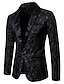 cheap Men&#039;s Outerwear-Men&#039;s Blazer Sport Jacket Sport Coat Street Business Work Thermal Warm Breathable Peaked Lapel Single Breasted One-button Streetwear Elegant Jacket Outerwear Floral Pocket Jacquard Gold Red White