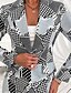 cheap Women&#039;s Blazer&amp;Suits-Women&#039;s Blazer Street Daily Going out Fall Winter Regular Coat Regular Fit Warm Breathable Business Streetwear Jacket Long Sleeve Color Block Pocket Print Gray
