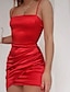 cheap Dresses-Women&#039;s Short Mini Dress Sheath Dress Red Sleeveless Ruched Patchwork Pure Color Strapless Spring Summer Party Sexy 2022 Slim S M L XL