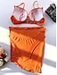 cheap Bikini Sets-Women&#039;s Swimwear Bikini Three Piece Swimsuit Solid Color Black Purple Orange Plunge Bathing Suits Romantic Vacation New / Fashion / Padded Bras