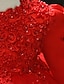 preiswerte Partykleider-Kinder Wenig Mädchen Kleid Einfarbig Blume A Linie Kleid Party Besondere Anlässe Geburtstag Gitter Rote Weiß Maxi Langarm Prinzessin Süß Kleider Herbst Frühling Regular Fit 3-12 Jahre