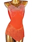 abordables Patinage Artistique-Robe de Patinage Artistique Femme Fille Patinage Robes Tenue Orange Patchwork Franges Maille Spandex Haute élasticité Entraînement Professionnel Compétition Tenue de Patinage Fait à la main Classique