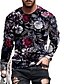 halpa Férfi 3D pólók-Men&#039;s T shirt Tee 3D Print Floral Graphic Crew Neck Casual Daily Print Long Sleeve Tops Casual Streetwear Big and Tall Blue Yellow Red