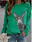 cheap Women&#039;s T-shirts-Women&#039;s T shirt Tee Green Blue Yellow Animal Long Sleeve Daily Round Neck S / 3D Print