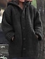お買い得  女性用プラスサイズのアウター-女性用 プラスサイズ 冬物コート コート ボタン ポケット 純色 アウトドア カジュアル 長袖 フード付き レギュラー 冬 秋 グリーン ブラック ブルー L XL XXL 3XL 4XL