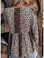 halpa Naisten puserot ja paidat-Naisten Pusero Peplum Paita Leopardi Painettu Pyöreä kaula-aukko Perus Topit Khaki / 3D-tulostus