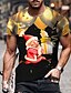 preiswerte T-Shirts für Herren mit 3D-Druck-Herren Unisex Weihnachten T-Shirt 3D-Druck Grafik-Drucke Weihnachtsmann Bedruckt Kurzarm Oberteile Alltag Designer Groß und hoch Gold / Sommer