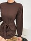 저렴한 티셔츠 드레스-여성용 시프트 드레스 미니 드레스 카멜 긴 소매 한 색상 레이스 -업 가을 겨울 터틀넥 세련 캐쥬얼 2022 XS S M L