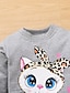 ieftine Seturi-Copii Fete Set de îmbrăcăminte 2 Piese Manșon Lung Gri Desene Animate Pisica Leopard Funde Imprimeu Bumbac Interior În aer liber Drăguţ Dulce Regulat 2-6 Ani / Toamnă / Iarnă