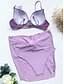 cheap Bikini Sets-Women&#039;s Swimwear Bikini Three Piece Swimsuit Solid Color Black Purple Orange Plunge Bathing Suits Romantic Vacation New / Fashion / Padded Bras