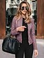 cheap Furs &amp; Leathers-Women&#039;s Faux Leather Jacket Full Zip Stylish Modern Style Chic &amp; Modern Casual Office Office / Career Street Dailywear Coat Regular Faux Leather Light Purple Navy Wine Red Zipper Fall Winter Spring