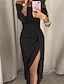 cheap Cocktail Dresses-Sheath / Column Cocktail Dresses Party Dress Party Wear Prom Ankle Length Half Sleeve Off Shoulder Fall Wedding Guest Jersey with Ruched Slit 2024