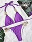 お買い得  ビキニセット-女性用 標準 スイムウェア ビキニ 2ピース 水着 グリッター素材 純色 プランジ 旅行度假风 ファッション 水着