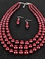 abordables Collares y colgantes-Mujer Collares Moderno Fiesta Color puro Conjuntos de joyas / Perla Artificial / Blanco / Rojo / Morado / Otoño