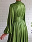 Χαμηλού Κόστους Πάρτι Φορέματα-Γυναικεία Φόρεμα για πάρτυ Φόρεμα ριχτό από τη μέση και κάτω Σμαραγδένιο Πράσινο Φόρεμα Μακρύ Φόρεμα Μάξι Φόρεμα Πράσινο του τριφυλλιού Μακρυμάνικο Μονόχρωμες Σουρωτά Φθινόπωρο Άνοιξη Ζιβάγκο
