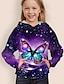 voordelige 3D hoodies en sweatshirts voor meisjes-Kinderen Voor meisjes Trui met capuchon Lange mouw Paars 3D-afdrukken Vlinder dier Zak Dagelijks Voor Binnen Buiten Actief Modieus Dagelijks Sport 3-12 jaar